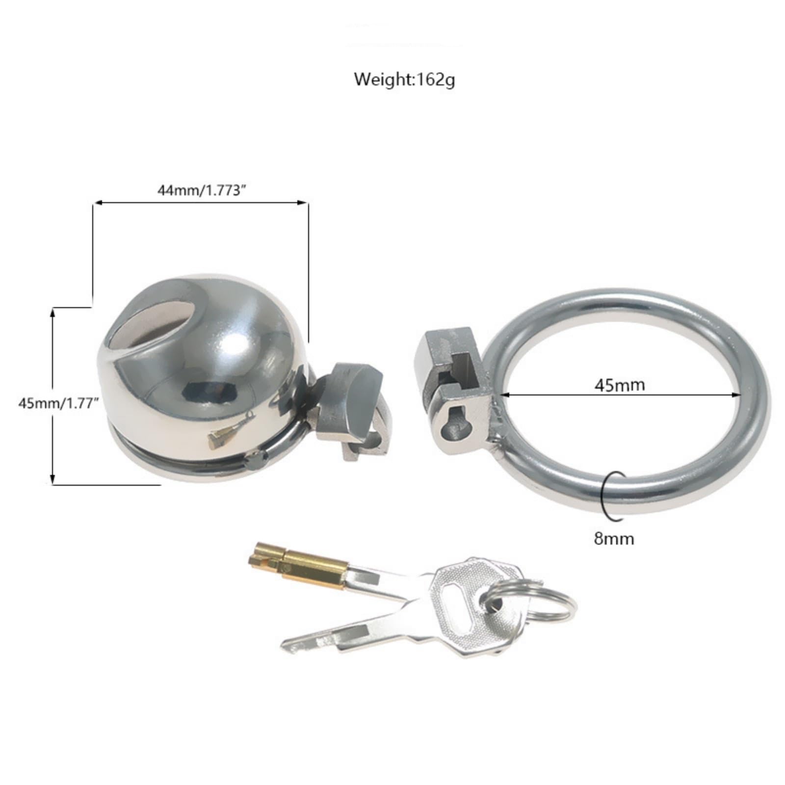 Générique Mini Cage Anti-défécation compacte en Acier Inoxydable pour Homme avec 1 Mousqueton de retenue-FRMZ29