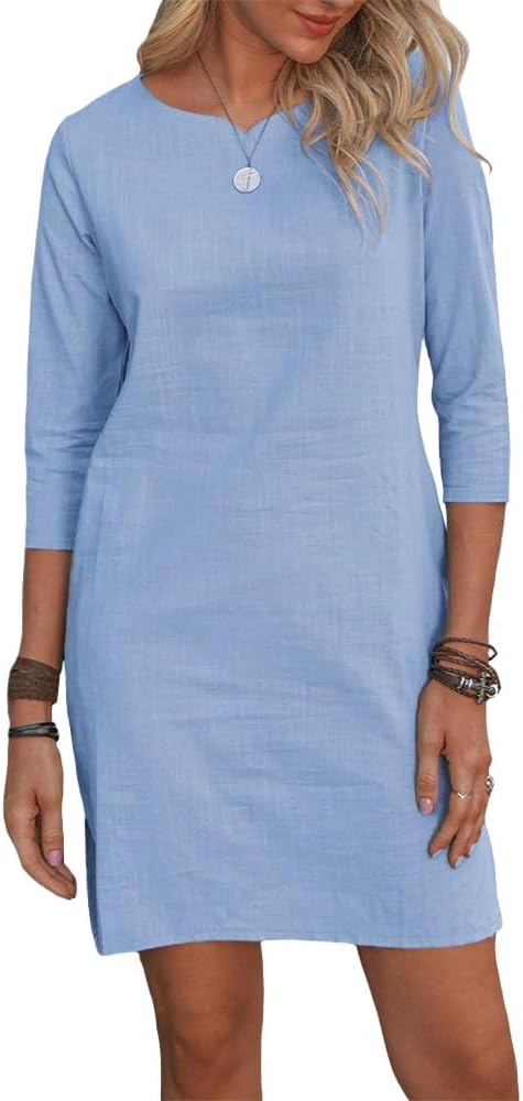 Bengbobar Blue Midi Dress for Women Beach Vacation Casual