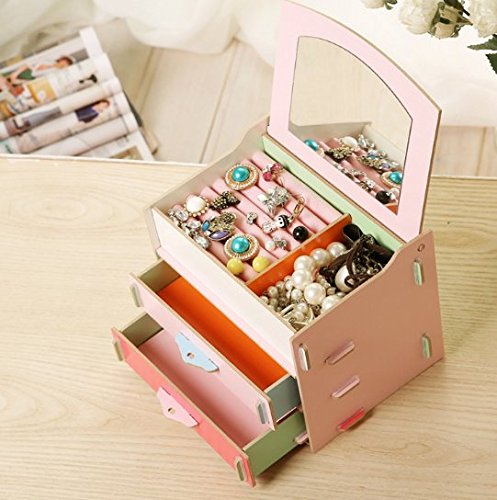 Amazon.co.jp: 鏡付MINI化粧品収納 ボックス」 SPRING COME® 木製 繊維