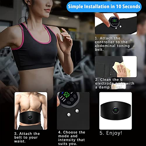 Jojomoon Ems Muscle Stimulator,Ab Machine,Abdominal Toning Belt Workout Portable Ab Stimulator Home Office Fitness Workout Equipment For Abdomen #TOP2