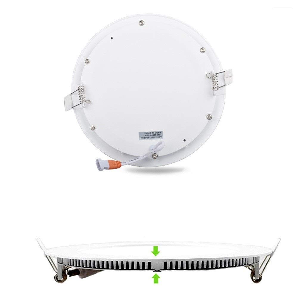 Panel de luz LED Ultrafino Empotrado Redondo de 3 W, 6000 K, Luces de Techo, cableado de una Sola Pieza, Voltaje Nominal, Aluminio, Cocina, Garaje, luz descendente de una Sola Pieza, Paquete de 1