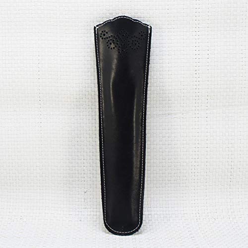Funda de abanico de piel legítima, negra