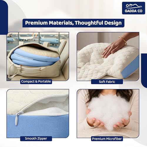 Image of GADDA CO Maternity Pillow for Pregnant Women | Adjustable Dual Pregnancy Wedge Pillow for Belly & Back Support | Butterfly Design Pillow with Hypoallergenic Pure Cotton Cover | Travel Friendly | Blue