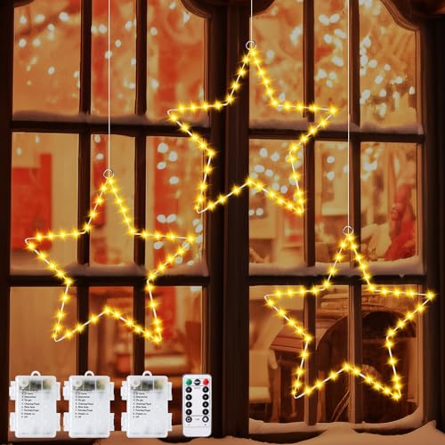 3er Set 40 LED Weihnachtssternlichter mit Timer
