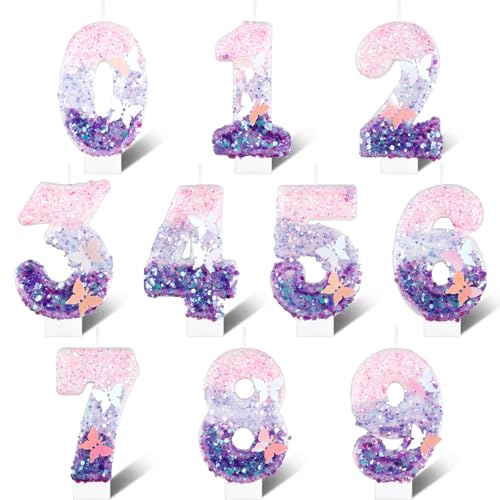 mciskin Butterfly Number 16 Candles for Cake Purple Pink Butterfly 16th Birthday Cake Topper for Her,Girls 16th Birthday Decorations - Image 3