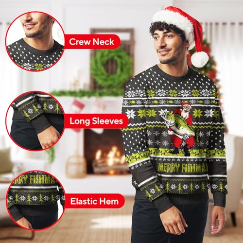 Image of 99TIMORO Funny Ugly Christmas Sweater for Men and Women, Holiday Pullover 2025, Novelty Crewneck Sweatshirt, Festive Gift
