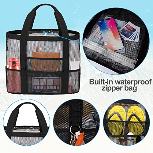 wanchel Mesh Beach Bags for Women - Plus Waterproof Sandproof Tote Bag - Image 4