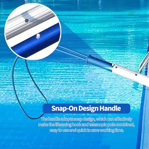 Emergency Blue Pool Rescue Pole - 16.4ft Aluminum Telescopic Safety Hook for Swimming Pools, Playgrounds & Water Parks - Essential Lifesaving Equipment for Swim Clubs