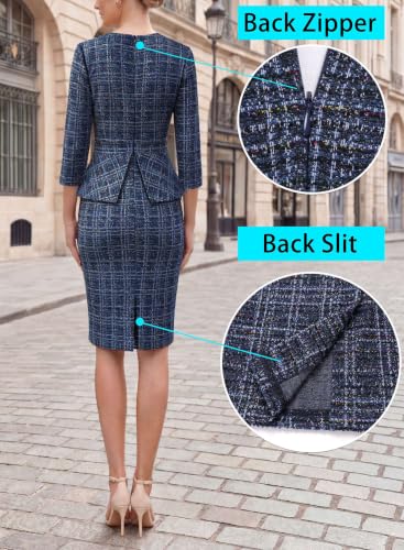 Image of VFSHOW Womens Work Business Office Front Zipper Peplum Church Sheath Dress