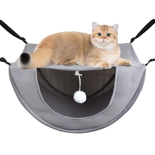 Hamaca para Jaula de Gato,Cama Transpirable para Gatitos con Pelota Divertida | Suministros para Mascotas, Jaula para Colgar, Silla, Hamaca para Gatos, Animales pequeños, Descanso para Dormir