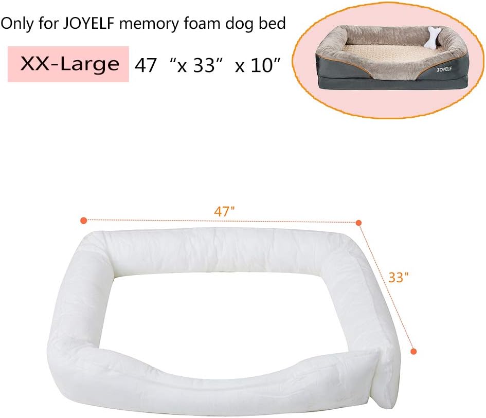 JOYELF Orthopedic Memory Foam Dog Bed Replacement Filling Bolster Insert Stuffing Pillow - XX-Large Size