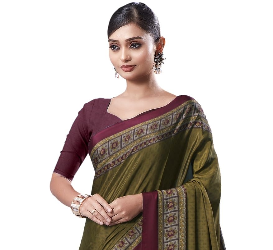Image of Jaanvi fashion Women's Crepe Silk Saree with Unstitched Blouse Piece | Soft Lightweight Traditional Ethnic Wear Saree for Party, Wedding, Festival