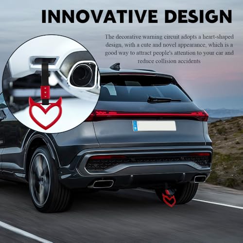Image of 2PCS Heart shaped Car Handle Straps, Heart Car Accessories, Ring Hearts Shaped Cars Hand Strap Drift Charm, Universal Handle Keychains Accessory Suitable for Cars Bus (Red+black)