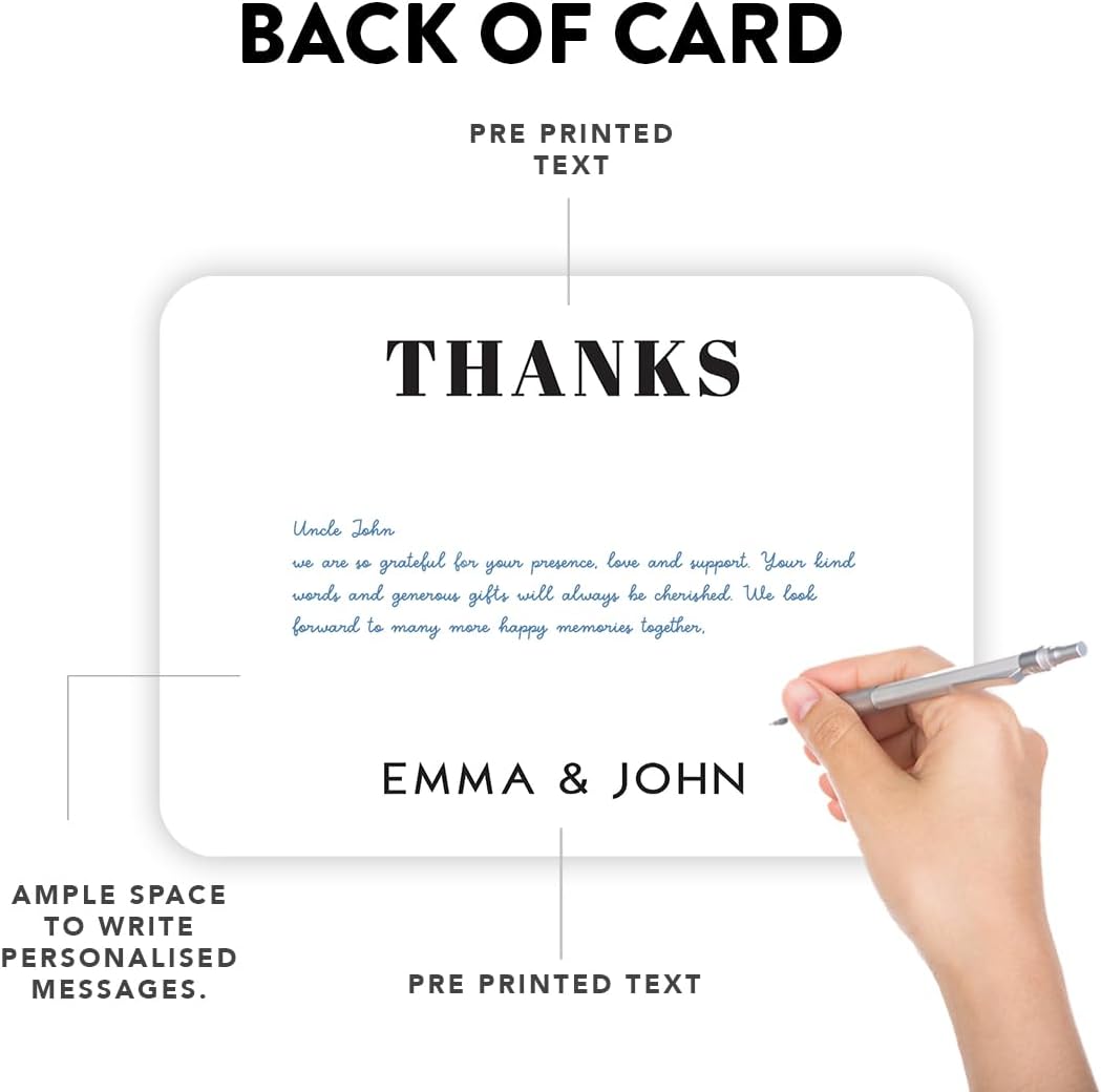 Andaz Press Personalized 5x7-Inch Photo Wedding Thank You Cards with Envelopes, Love & Gratitude Wedding Thank You Card with Message, Custom Photo, Name, and Date, Modern Thank You Notes, 24-Pack