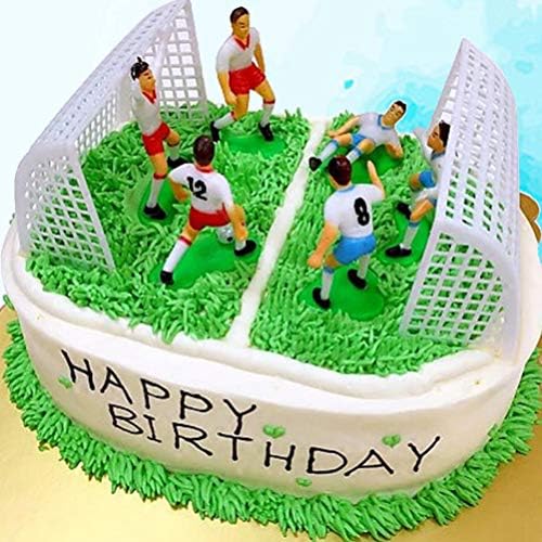 HEMOTON 16pcs Sports Cake Topper Miniature Football Soccer Player Cake Topper Cake Insert Micro Landscape Figurine Ornament for Home Shop