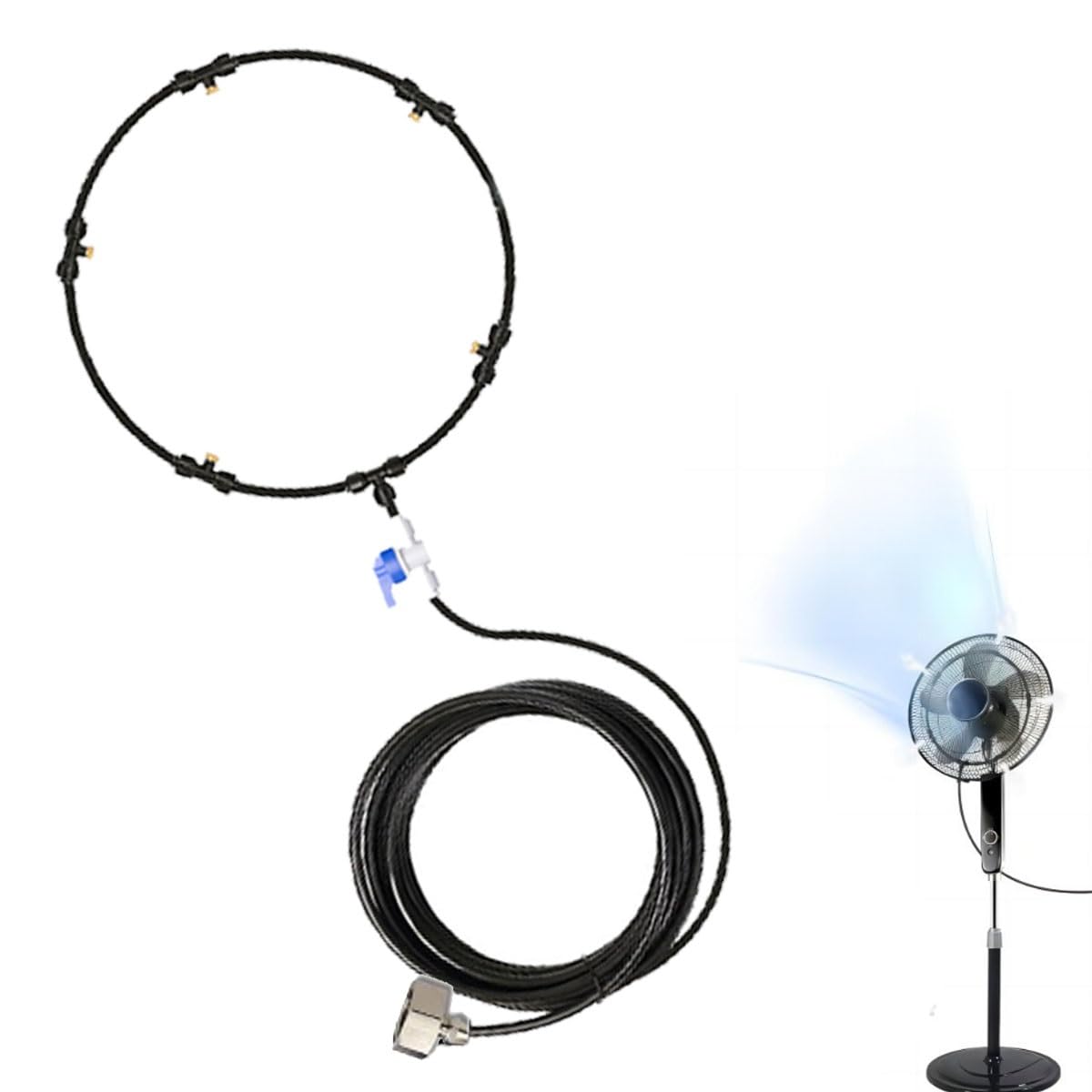 Outdoor Ventilator Nebelsystem Set, 7,6 m mit 8 Düsen, Wasserventilator Nebel zur Kühlung im Freien, Wassersprüher für Hinterhof, tragbares Kühlnebelsystem für draußen, Terrasse, Garten, Pool, Grill Outdoor Ventilator Nebelsystem Set, 7,6 m mit 8 Düsen, Wasserventilator Nebel zur Kühlung im Freien, Wassersprüher für Hinterhof, tragbares Kühlnebelsystem für draußen, Terrasse, Garten, Pool, Grill