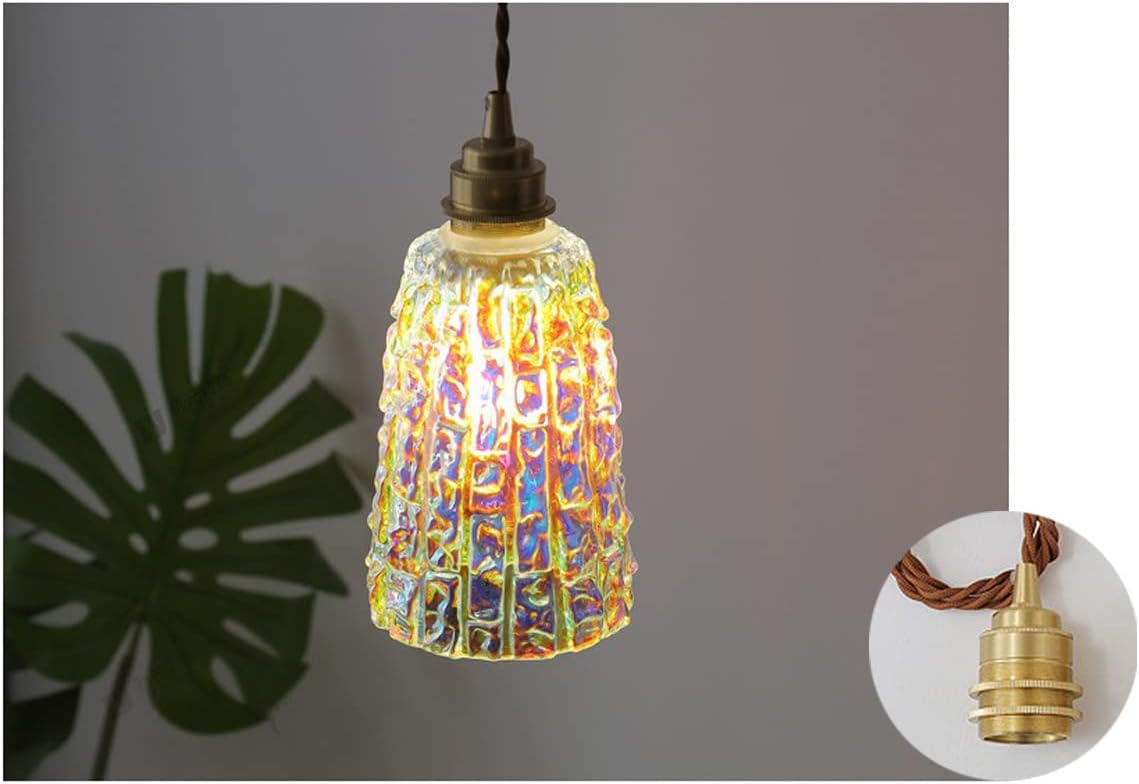 Dimmable Retro Colored Glaze Hand-Made Glass Pendant Light J-Type Track Light 3.2 ft Cord Brass Finished E26 Socket Decorate Pendant Lights for Kitchen Island,Customizable
