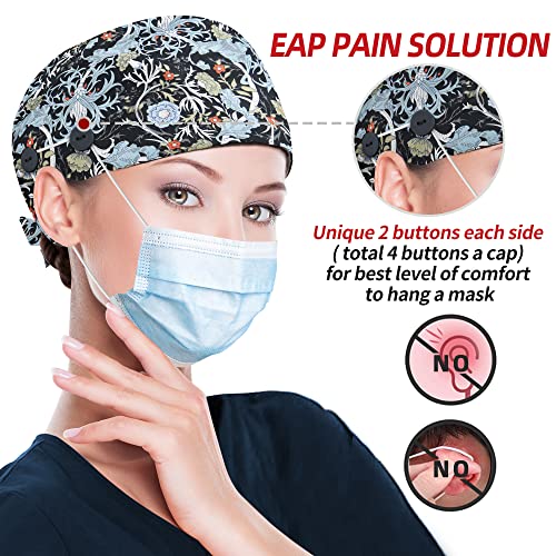 Image of ABAMERICA Working Caps with Button and Sweatband, Adjustable Working Hats for Women Men, One Size(Tie Back or Toggle)