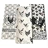 Farmhouse Kitchen Towels Tea Towels Farmhouse Set Dish Towels Set of 3 Cotton (Rooster)