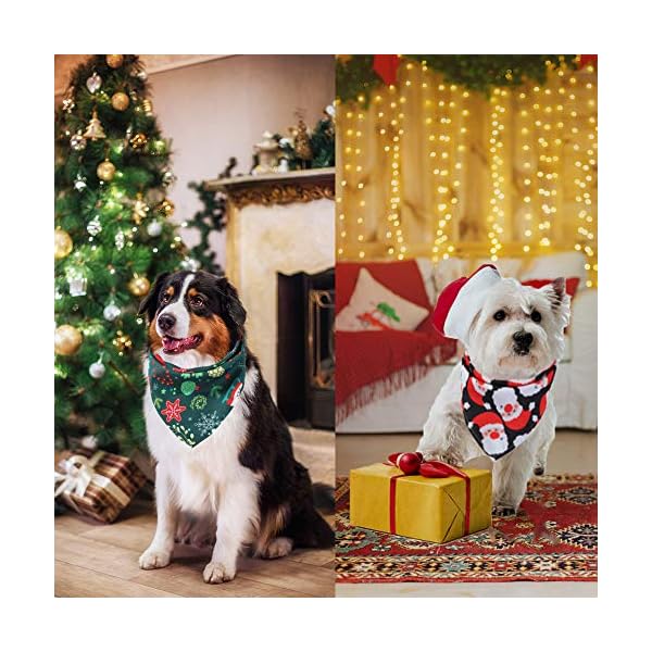 Adoggygo 4 pack dog bandana christmas dog scarf triangle bibs kerchief set pet costume accessories decoration for medium large dogs pets (large) - image 4