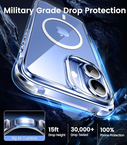 Image of Mkeke Magnetic Clear Case for iPhone 17, Compatible with MagSafe, Military-Grade Protection, Phone Bumper 6.3 inch 2025