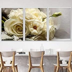 signwin 3 Piece Framed Canvas Wall Art White...