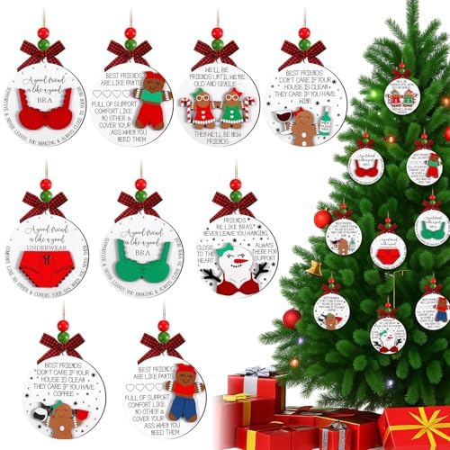 Giegxin 9 Pcs Funny Friend Christmas Ornament 2025 Wooden Best Fr...