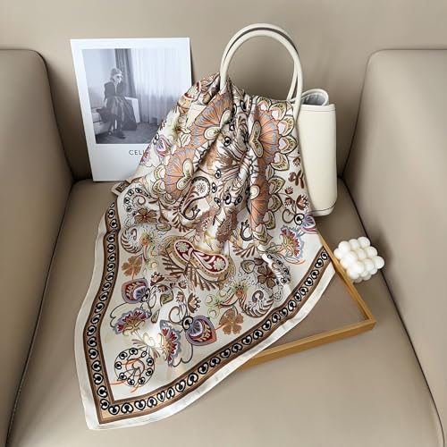 Image of Printed Poly Silken feel Scarf Stole for Women | Stylish, Soft, & Lightweight | Satin Feel Neck Scarf, Hair Scarf, Head Scarf for Women