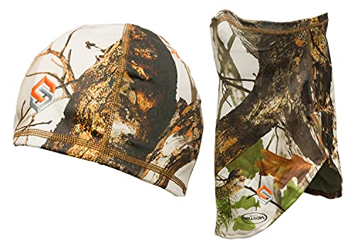 ScentLok Lightweight Camo Beanie & Gaiter Combo - Whitetail Hunting Gear (Vertigo Grey)