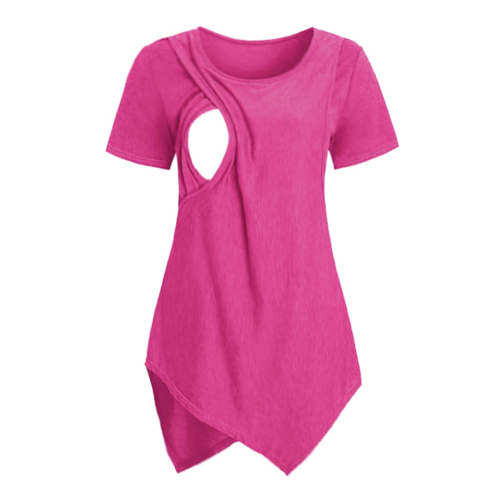 Top de encaje para mujer, verano, ropa de maternidad, manga corta, cuello redondo, monocolor, asimétrica, camiseta para lactancia, paquete de 3 blusas a rayas para mujer