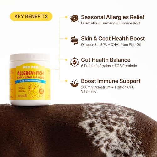 PENPEN Dog Allergy Chews - Anti-Itch & Itchy Skin Support for Dogs, Probiotics & Omega 3 (Fish Oil) for Immune & Gut Health - Salmon Flavor - 180 Soft Chews — view 3