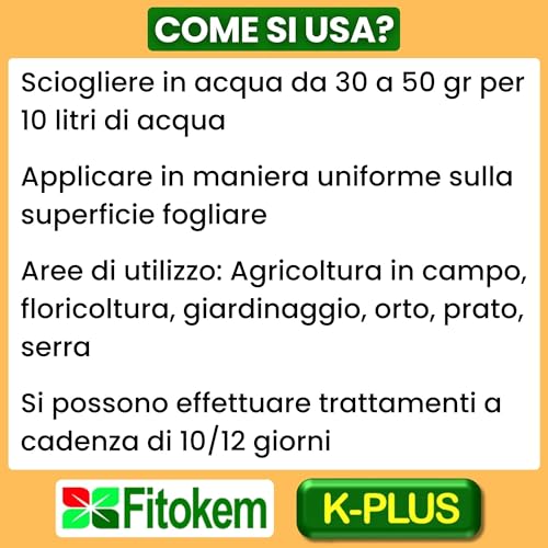 FITOKEM K-Plus 1kg - Bicarbonato di Potassio Puro Aiuto per Piante e Agricoltura, Azione Antifungino per Piante, Piante da Frutto, Fertilizzante Orto, Ottimo Contro Bolla del Pesco, Oidio Peronospora - 5