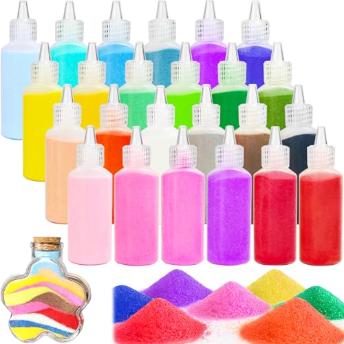 Panxxsen 24PCS Colored Art Sand Kit 1.25oz Bottles DIY Craft Set for Adults Scenic Terrarium Sand for Art Projects Home Dcor Wedding Decorations and Relaxing Creative Activities