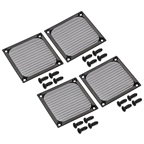 PATIKIL 80mm Fan Filter Grills with Screws, 4 Pack Aluminum Frame Stainless Steel Mesh Dustproof Cover for Computer Case Black