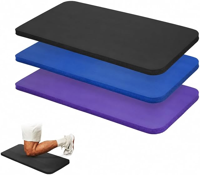 DEAYOU 3 Pack Yoga Knee Pads Cushion, Non Slip Exercise Mat for Pain Free Yoga, Extra-Thick Pilates Knee Mats, Portable Yoga Mat Accessory for Fitness, Elbows, Wrist, Forearms, 24"x10"x0.6", 3-Color