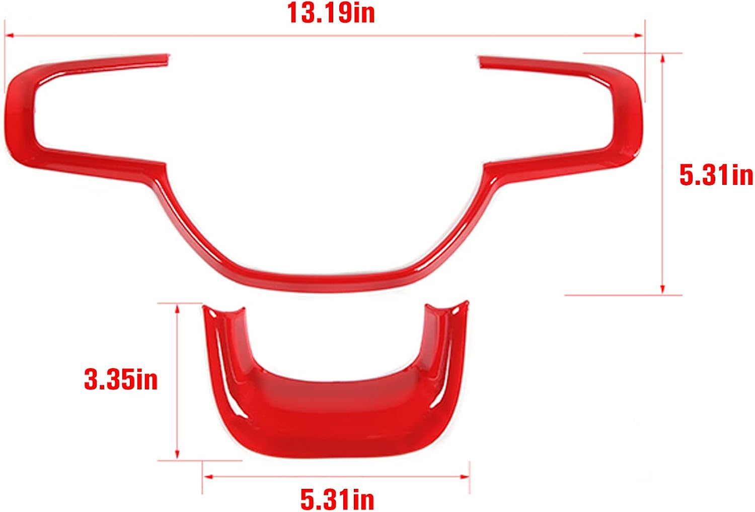 RT-TCZ Steering Wheel Trim Cover Frame Interior Decoration Accessories for 2018 2019 2020 2021 2022 Dodge Ram (Red)