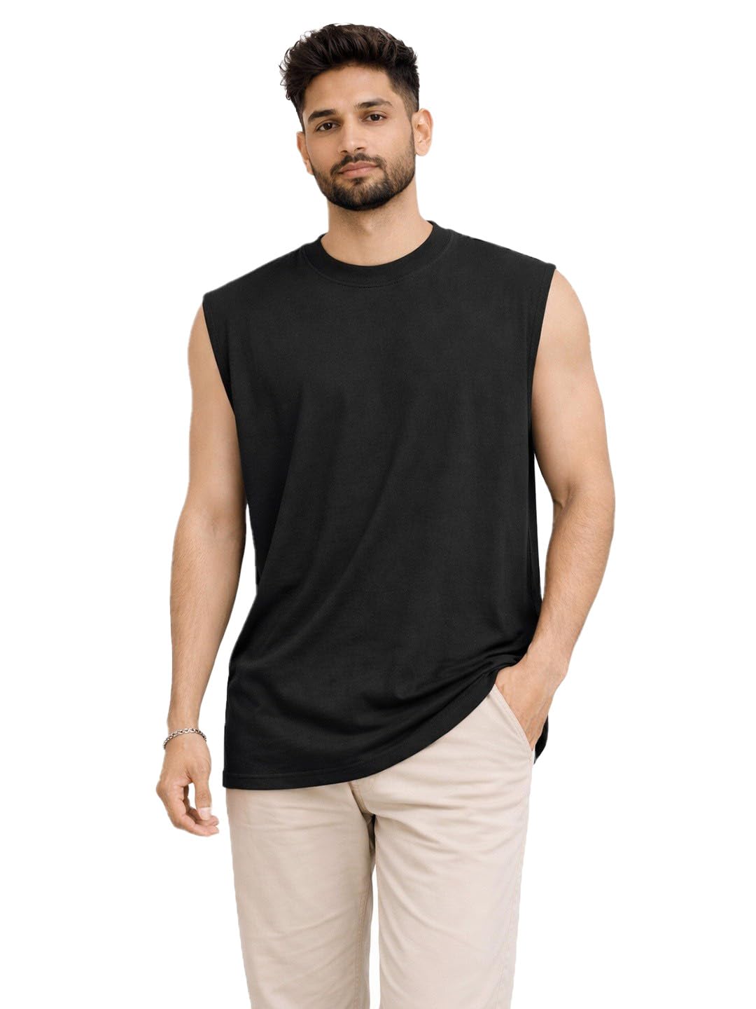 organic chics Men's Sleeveless Round Neck Tank Top, Casual Muscle Tank Top-picture-10
