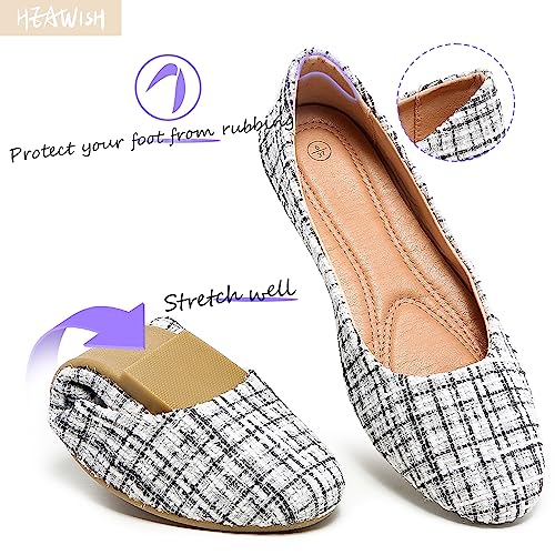 HEAWISH Women’s Round Toe Flats Shoes Ballet Flats Dressy Comfortable White Green Flats for Women4