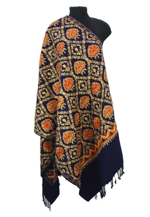 Cashmilon Wool Kashmiri Ari Embroidery Shawl for Winter PolyAcro (Size 28 x 80 Inches)-image-5