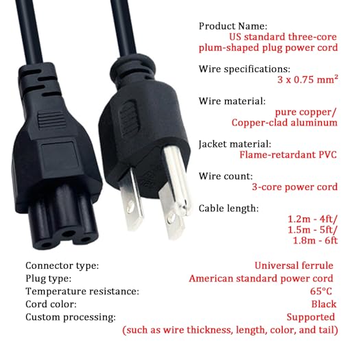 Cable de carga de CA americano de 1.2m para portátiles en viajes y oficinas 3
