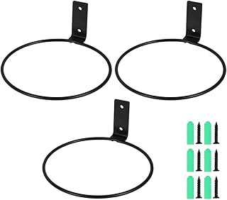 3Pack Flower Pot Holder Ring Wall Mounted, Metal Wall Mount Pot Holder, Flower Pot Ring for Hanging Plants and Flower Pot Indoor Outdoor with Screws, Black (5Inch)