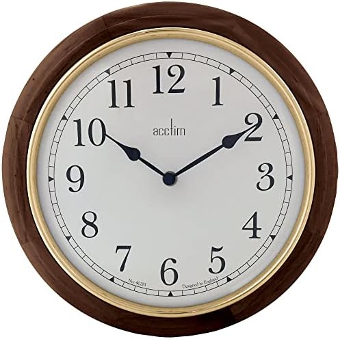 Acctim Rand 20cm Small Wall Clock Foil Embossed Numbers Quartz Movement 22992 (Chrome/White