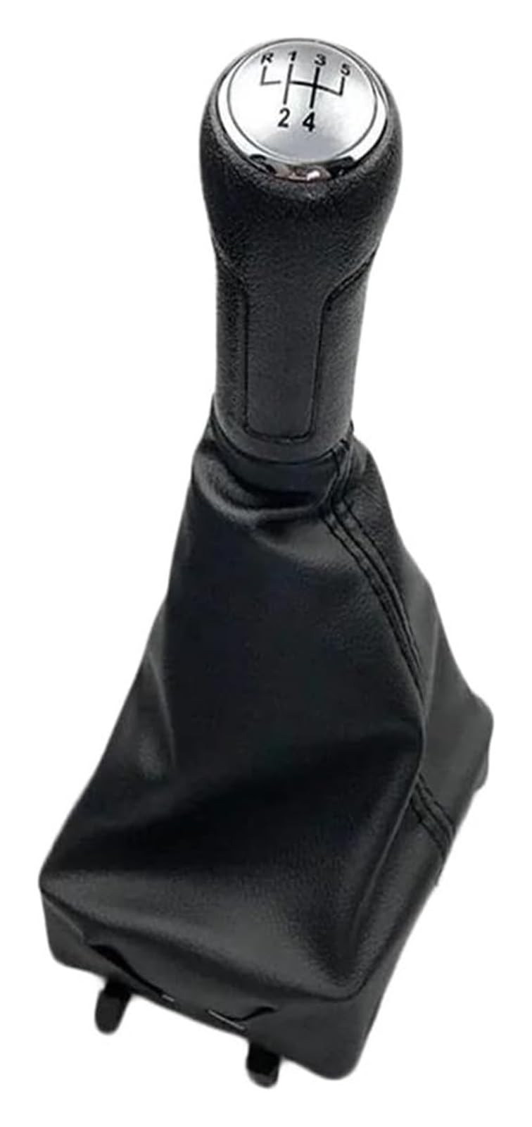 FNCVTM Car Gear Knob for VW for Polo 9N 9N2 2002-2009 Car Gear Shift Knob Lever Shifter Gaiter Boot Cover(Black Line,Matt Sliver)