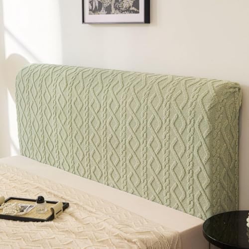 Image of HOMETHREADS Stretchable Lycra /Velvet Headboard Cover | Soft, Dust-Proof & Wrinkle-Resistant Bed Back Protector | Fits Leather, Wooden & Fabric Bedsides | for 5ft to 6.5ft Beds (Green, 150x65cm)