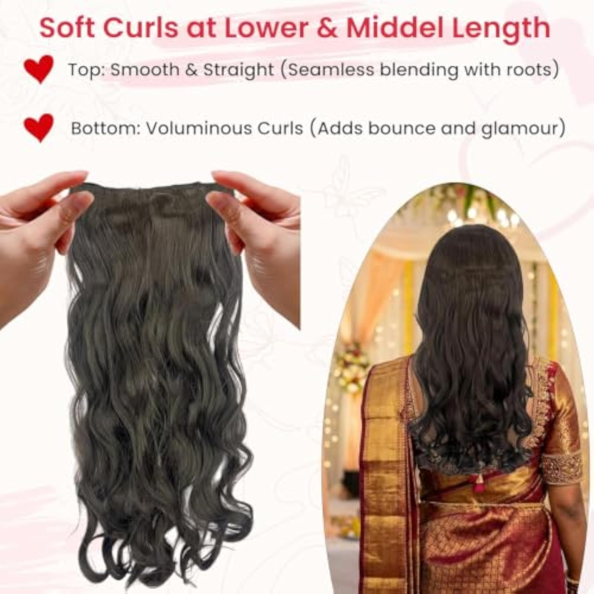 Wavy & Curly Hair Extensions for Women, Clip-On Curls