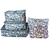 M-jump 6 Set Travel Storage Bags Multi-functional Clothing Sorting Packages,Travel Packing Pouches, Luggage Organizer Pouch (Blue daisy)