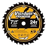 Vierdwin 7-1/4 Inch Circular Saw Blade with 5/8 Inch Arbor – 24 Teeth, Precision Wood Cutting Blade, Ideal for Softwood, Hardwood, and More (1 PC)