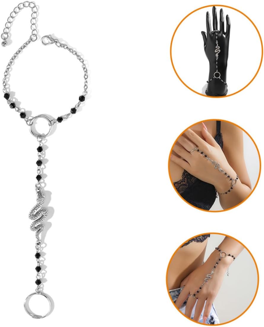 COLLBATH Snake Bracelet Unique Hand Chain Attached Versatile Jewelry for Women Stylish for Punk Parties and Halloween Celebrations