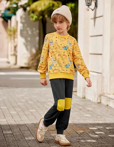 Arshiner Boys Sweatsuit Long Sleeve Print Crewneck Sweatshirt and Pant 2 Piece Set for 2-9 Years2