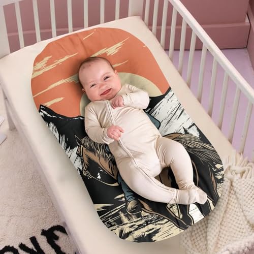 Image of ZOUTAIRONG Bassinet Sheet Set Snug Fitted Cradle Fitted Sheets for Bassinet Pads /Mattress for Boys Girls Unisex Ultra Soft Breathable, Western Cowboy Print